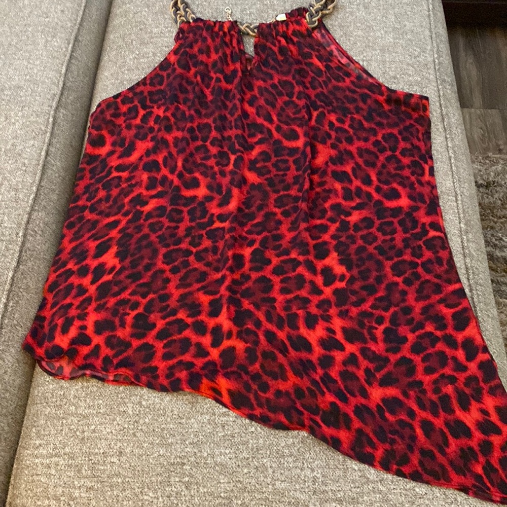 Thalia Sodi Asymmetrical Black and Red Cheetah Print